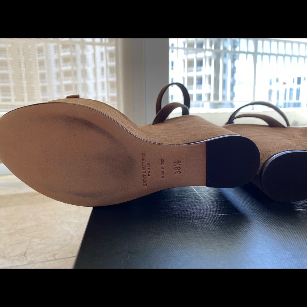 YSL Frida Brown Suede Wedges New - Picture 6 of 12